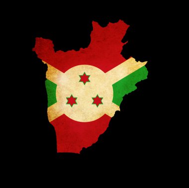 Map outline of Burundi with flag grunge paper effect clipart