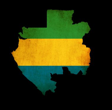 Map outline of Gabon with flag grunge paper effect clipart