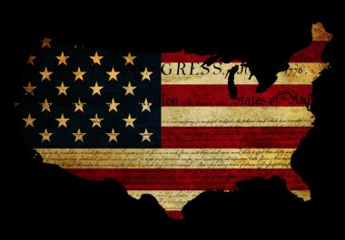 Declaration of Independence grunge America map flag clipart