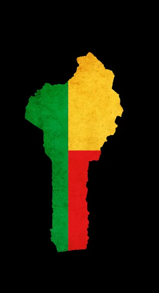Benin Haritası taslağını bayrak grunge kağıt etkisi ile — Stok fotoğraf