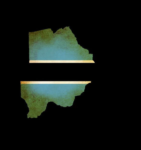 Karta konturerna av botswana med flagga grunge paper effekt — Stockfoto