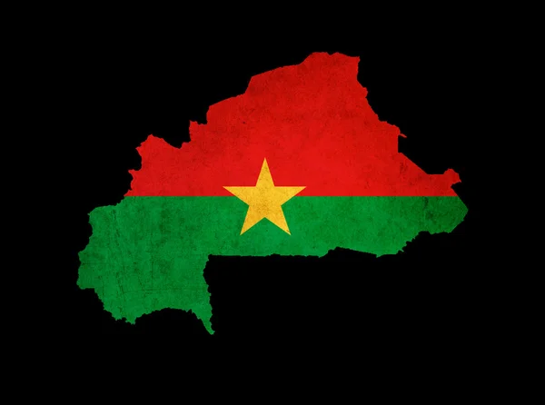 Map outline of Burkina Faso with flag grunge paper effect — Stock Photo, Image