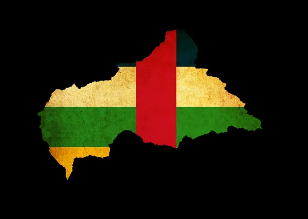 Mapa zarys Republika Środkowoafrykańska z flaga nieczysty papier e — Zdjęcie stockowe