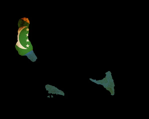 Schema della mappa delle Comore con effetto carta grunge bandiera — Foto Stock