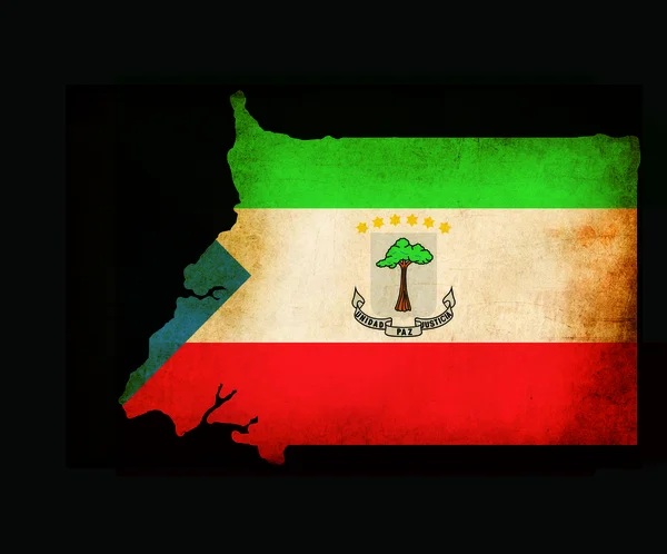 Kartenskizze von Äquatorialguinea mit Flaggengrunge-Papiereffekt — Stockfoto