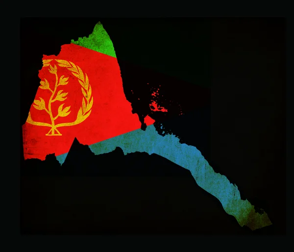 Map outline of Eritrea with flag grunge paper effect — Stock Photo, Image