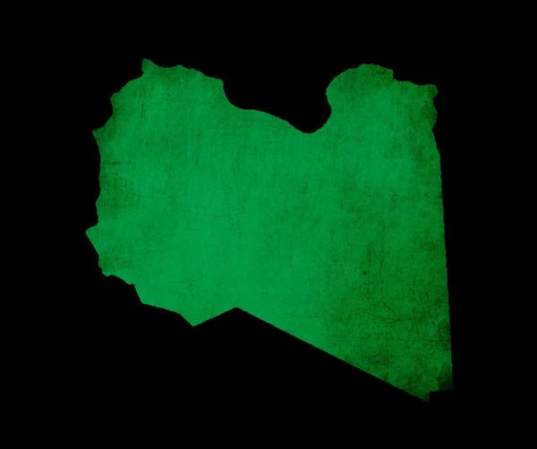 フラグ グランジ紙の効果とリビアの地図の輪郭 — ストック写真