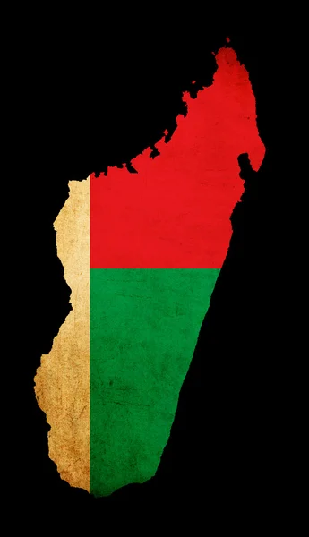 Mapa obrys Madagaskar s vlajkou grunge papíru efekt — Stock fotografie