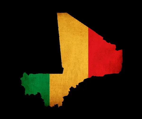 Carte du Mali avec effet papier grunge drapeau — Photo