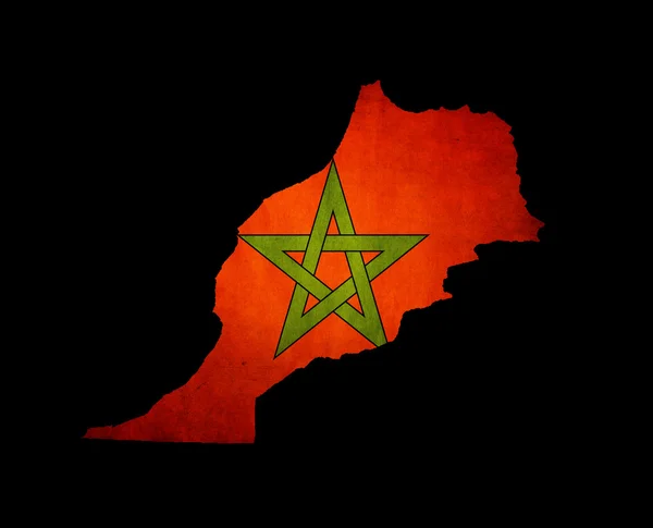 摩洛哥与国旗 grunge 纸张效果的地图轮廓 — 图库照片
