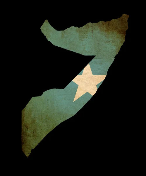Karta konturerna av somalia med flagga grunge paper effekt — Stockfoto