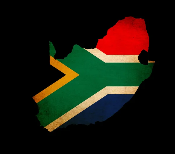 Térkép vázlat Dél-Afrika a zászló grunge papír hatása — Stock Fotó