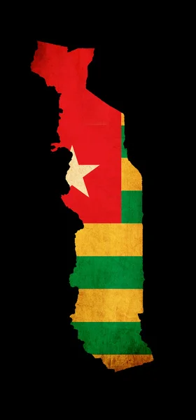 Map outline of Togo with flag grunge paper effect — Stock Photo, Image