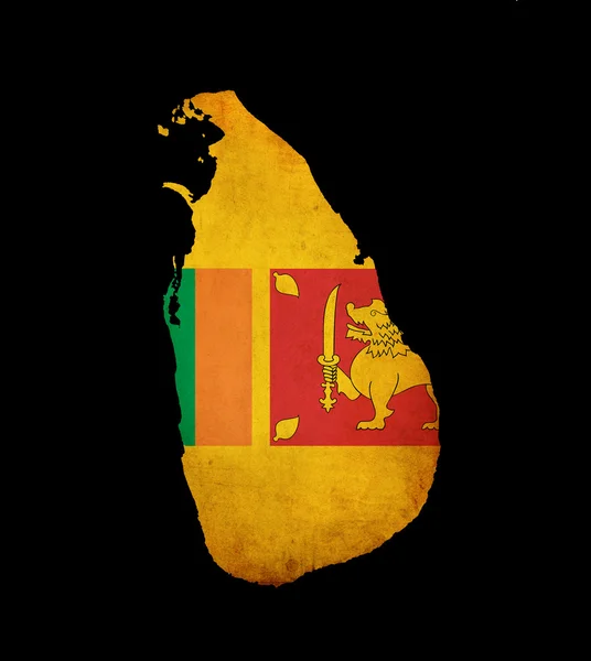 Sri lanka mapę zarys nieczysty flaga — Zdjęcie stockowe