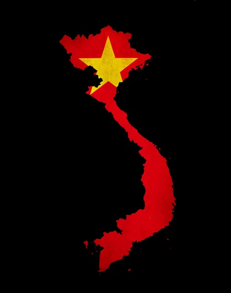 stock image Vietnam outline map with grunge flag