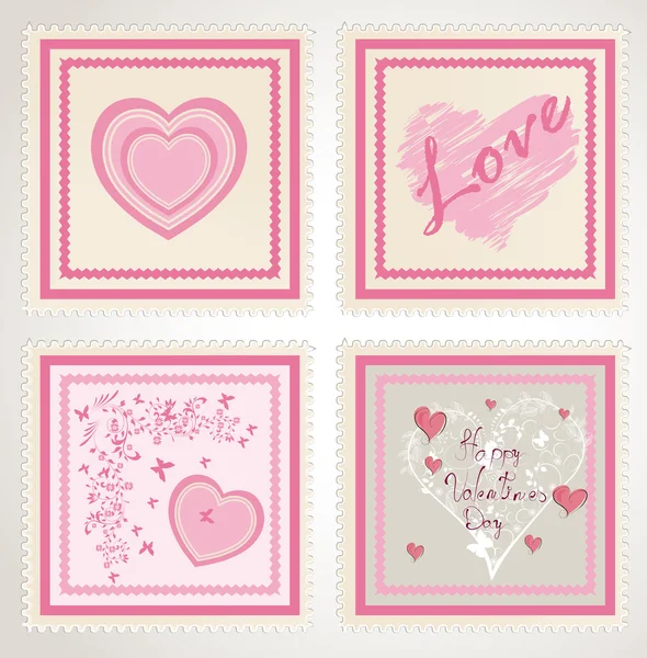 Aftelkalender voor Valentijnsdag stamps set — Stockvector