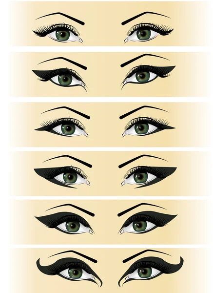 Illustration set female eyes — Stock Vector