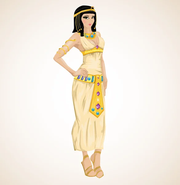 Belle fille stylisée en Cléopâtre — Image vectorielle