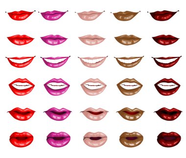 Set female lips isolated on a white background clipart