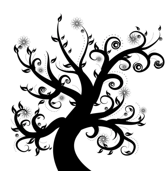 Μαύρο στυλιζαρισμένη δέντρο — Διανυσματικό Αρχείο