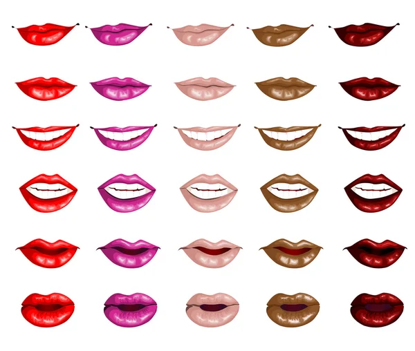 Conjunto de labios femeninos aislados sobre un fondo blanco — Vector de stock