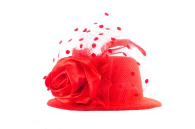 Lady's red hat isolated on white clipart