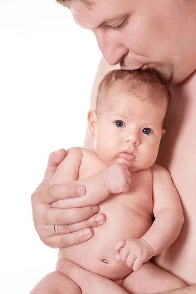 The little girl on daddy's hands — Stock Photo, Image