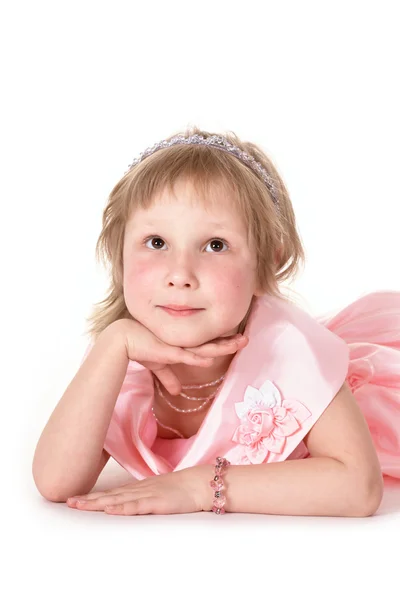 Kislány rózsaszín ruhában. — Stock Fotó