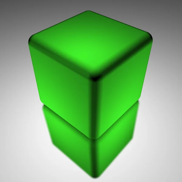 Cubo verde isolado sobre fundo branco — Fotografia de Stock