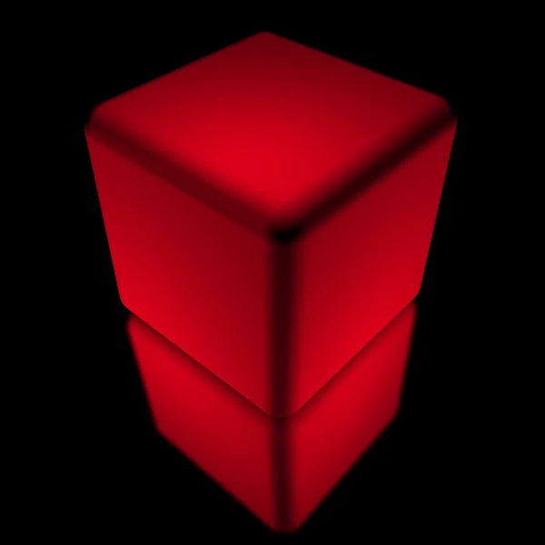 Cubo vermelho isolado sobre fundo preto — Fotografia de Stock