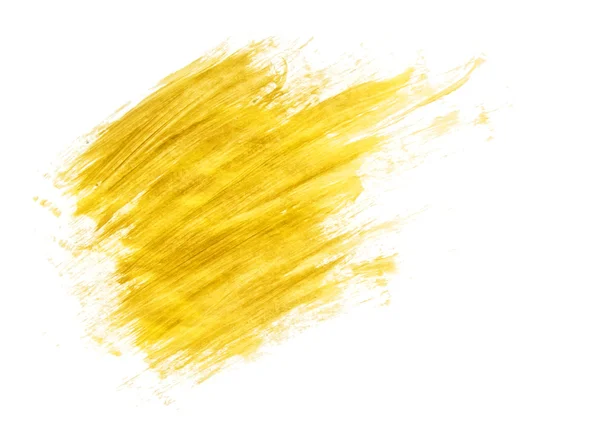 Złota farba akrylowa pociągnięcia pędzlem — Zdjęcie stockowe