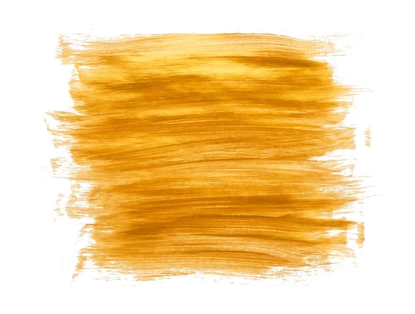 Gold acrylic paint brush strokes — Stock Photo, Image