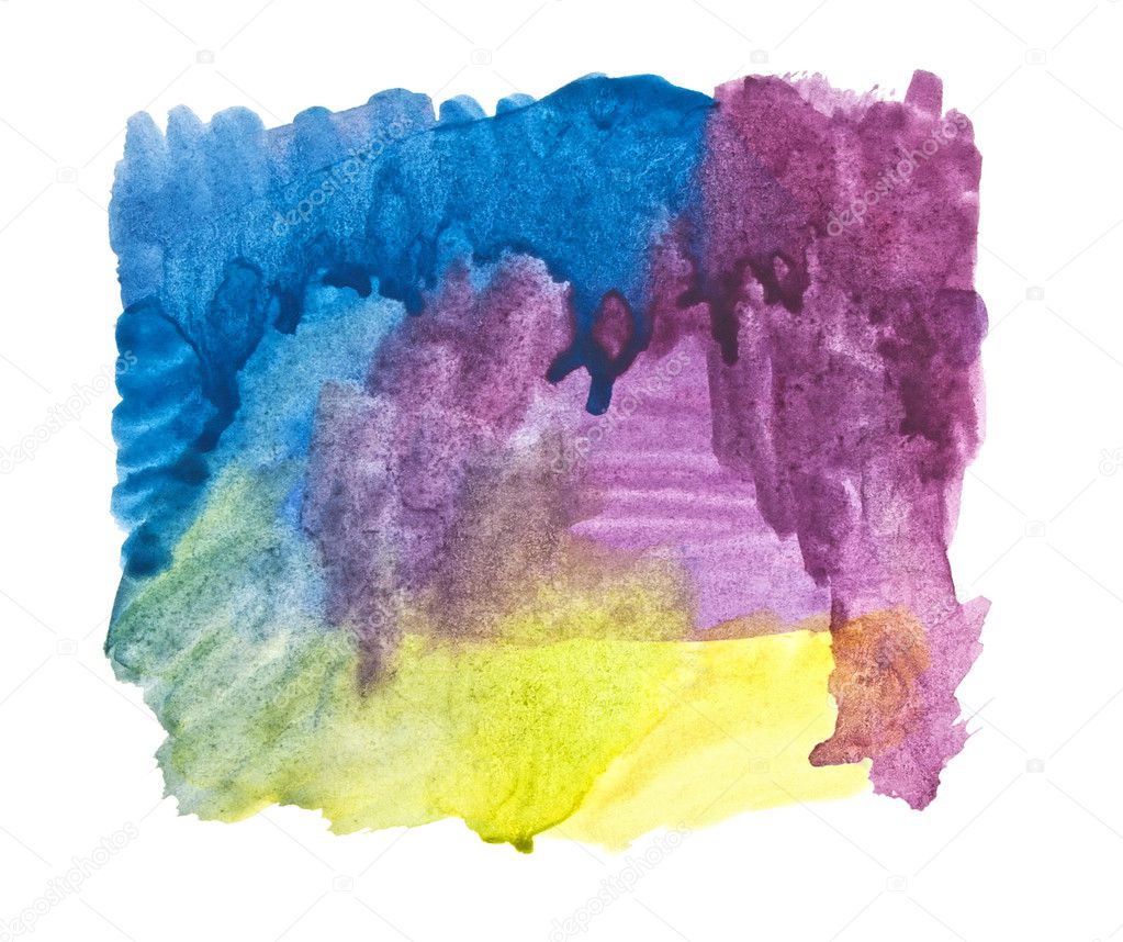 Water color strokes painting on white background