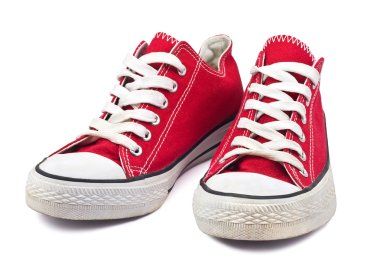 Vintage red shoes on white background clipart