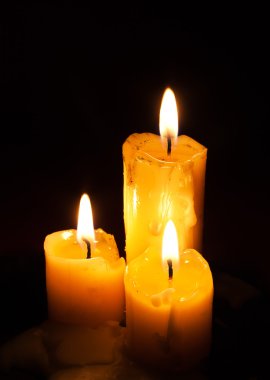 Three old white candles clipart