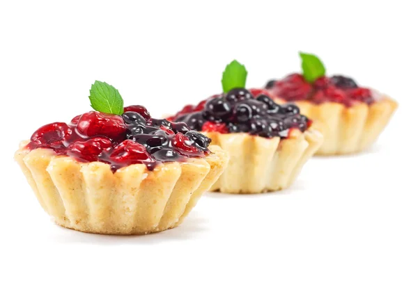Tři nové blackberry a malinové dorty — Stock fotografie