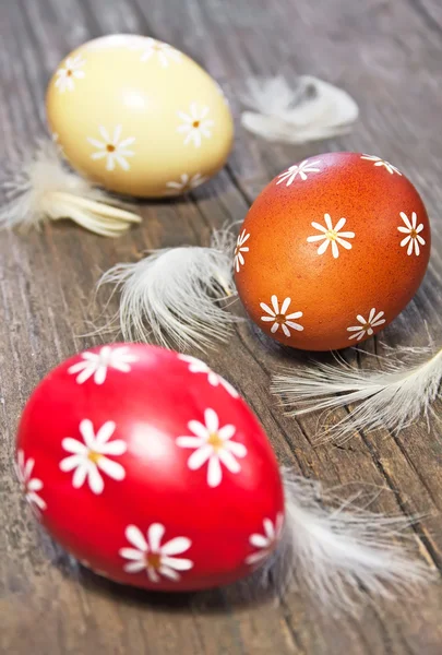 Três ovos de Páscoa pintados — Fotografia de Stock