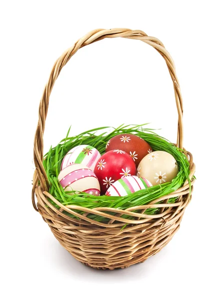 Easter eggs in the basket — Stock Photo, Image