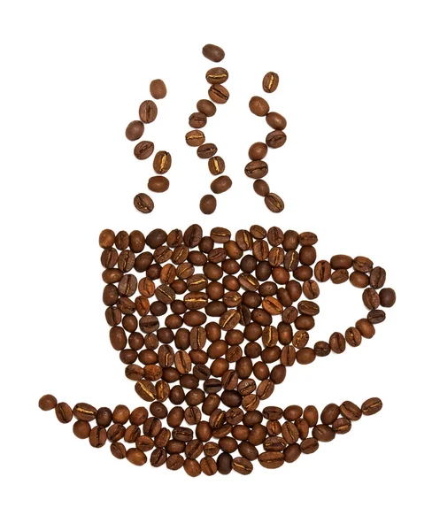 콩으로 만든 커피 잔 — 스톡 사진