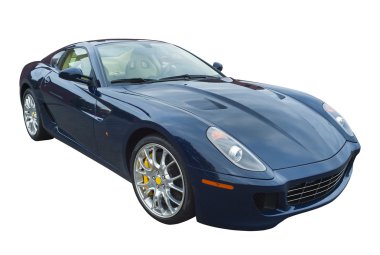 Sports car in dark blue, isolated clipart