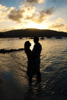 Couple at sunset clipart