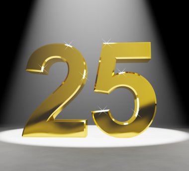Gold 25th 3d Number Closeup Representing Anniversary Or Birthday clipart
