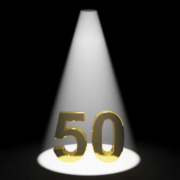 Ouro 50th 3d número representando aniversário ou aniversário — Fotografia de Stock