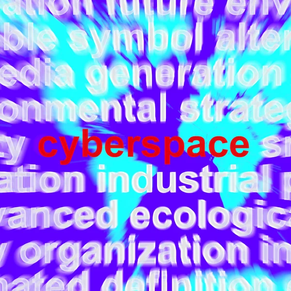Cyberspace On Map Showing Internet And Www Technology — Stock Photo, Image