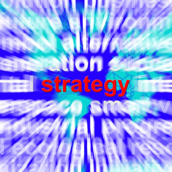 Strategie woord weergegeven: planning en visie om doelen te bereiken — Stockfoto