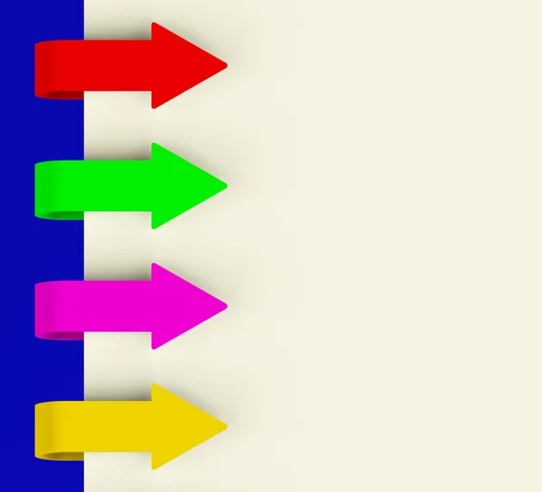 Cuatro pestañas de flecha multicolor sobre el papel para la lista de menús o notas — Foto de Stock