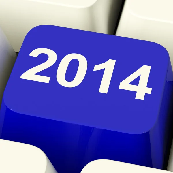 2014 ключ на клавіатурі представляючи рік дві тисячі і чотирнадцять — стокове фото