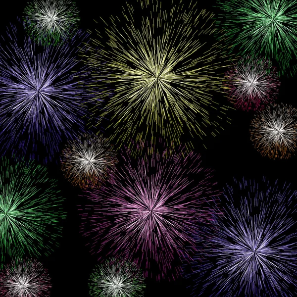 Explodierendes Feuerwerk Hintergrund für Urlaub oder Unabhängigkeit Promi — Stockfoto