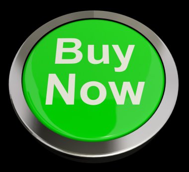 Buy Now Button In Green Showing Purchases And Online Shopping clipart