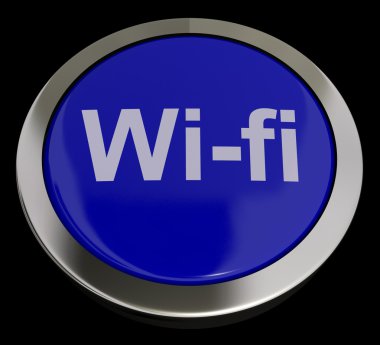 Blue Wifi Button For Hotspot Or Internet Connection clipart